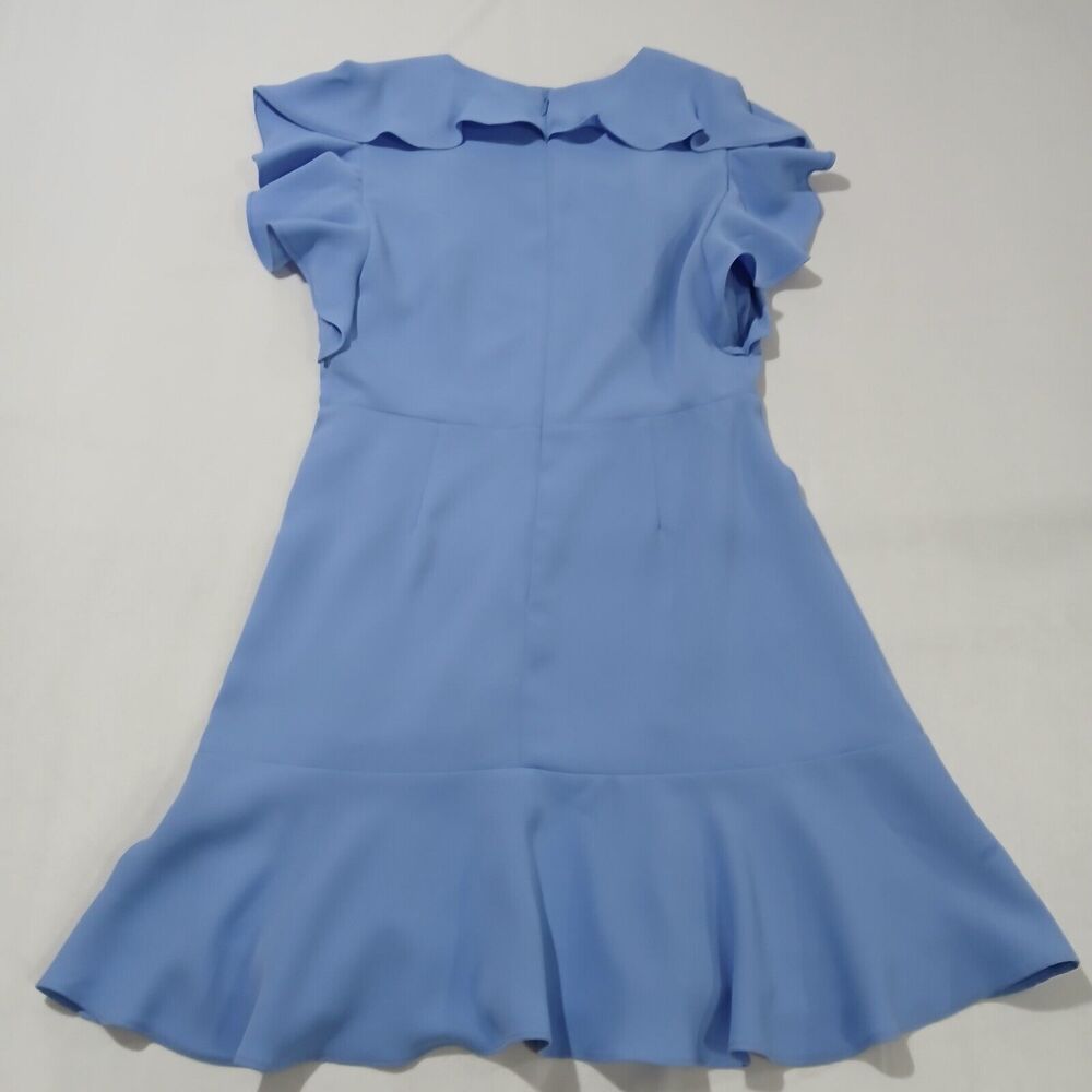 Amanda Uprichard Emery Dress Medium Chambray Blue Ruffle Mini Flounce 20432 - Picture 6 of 12